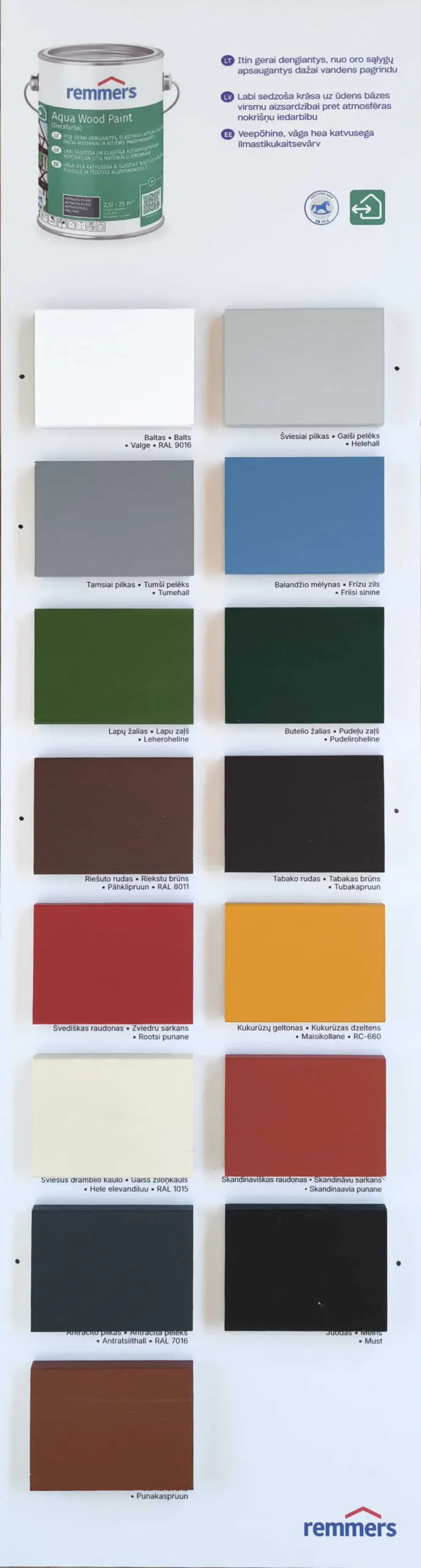 Aqua wood paint Remmers - pintura 2,5 l